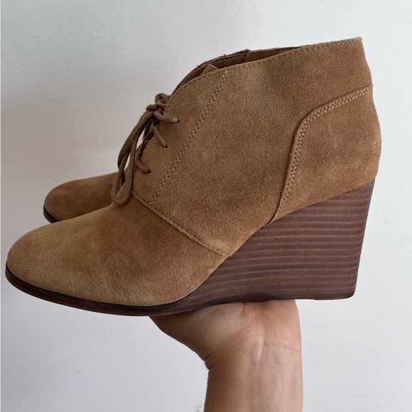 Lucky Brand Shylow Brown Suede Wedge Booties Boot - Picture 6 of 8